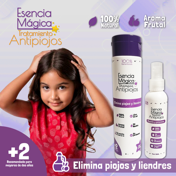 ESENCIA MAGICA  - KIT TRATAMIENTO ANTIPIOJOS 100% NATURAL CON PEINE GRATIS